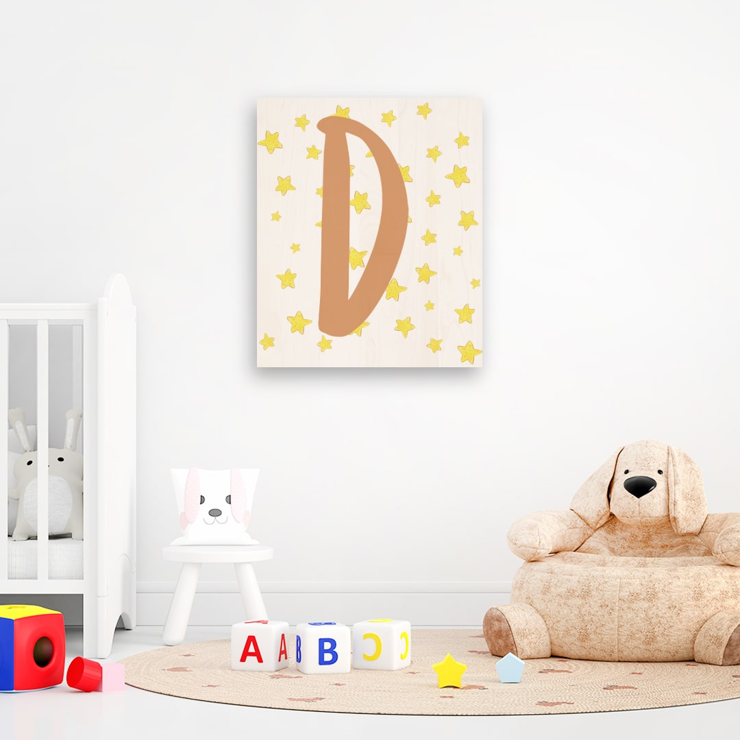 Cuadro de madera personalizable con diseño de estrellas para cuarto de bebé