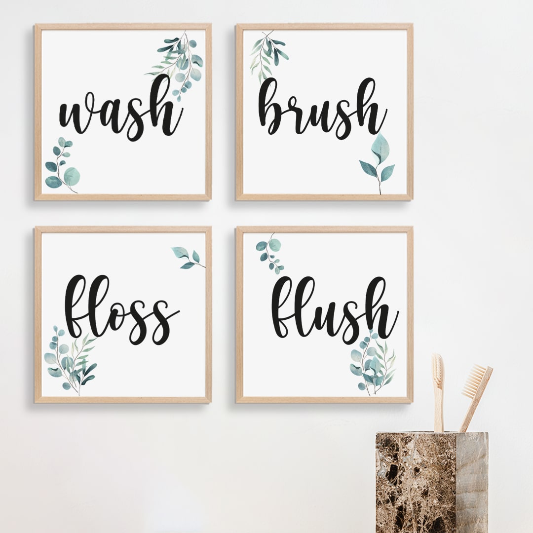 Set para Baño | Wash, Brush, Floss, Flush