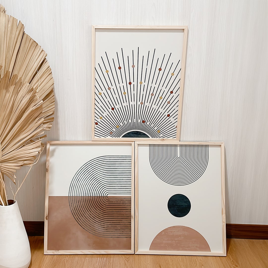 Set de cuadros decorativos con marco de madera para añadir sofisticación al espacio