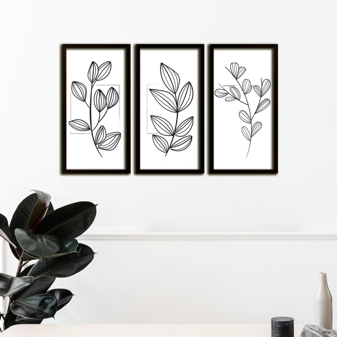 Set 3 láminas botánicas decorativas de pared - CARA ROSE
