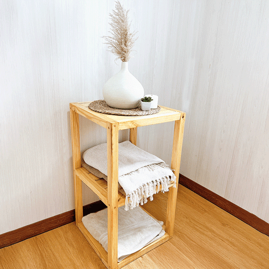 Mueble de madera para colocar toallas 