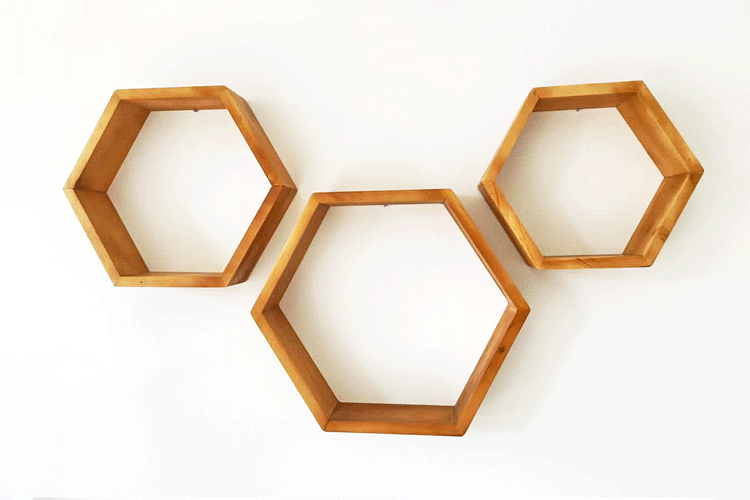 Repisas hexagonales para decorar espacios